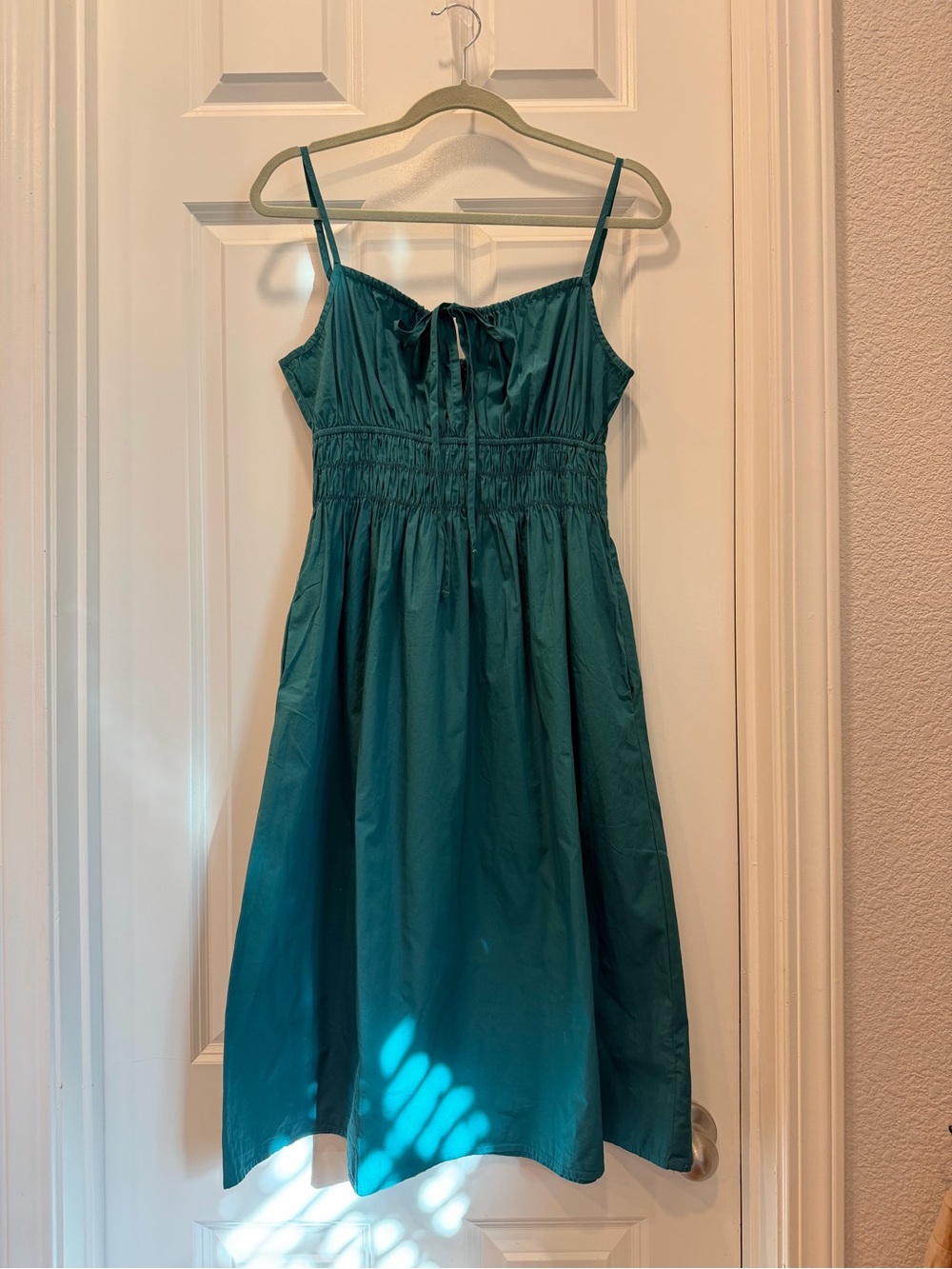 Quince Teal Spaghetti-Strap Casual Dress